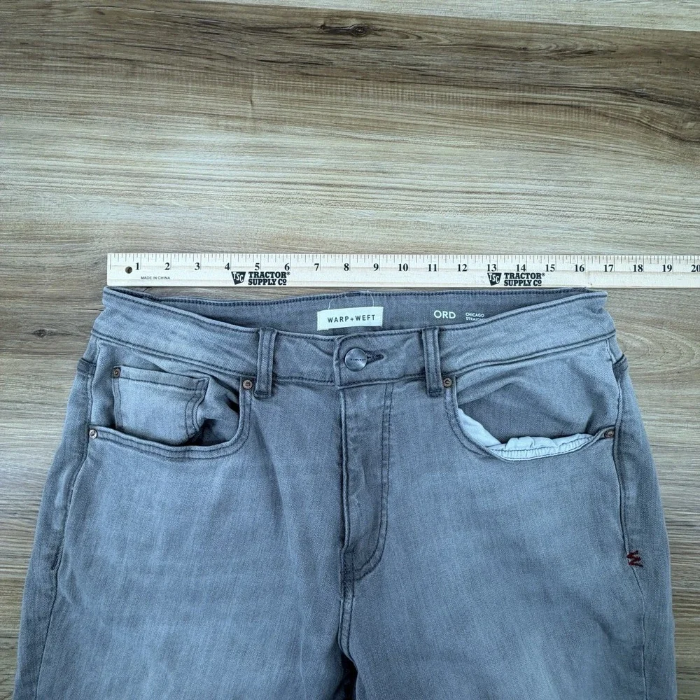 Warp + Weft Jeans Mens 34x30 Gray ORD Chicago Straight Leg Stretch Denim Pants - Picture 5 of 6